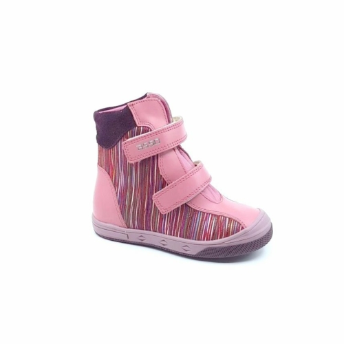 Rózsaszín - színes csíkos, bélelt téli cipő